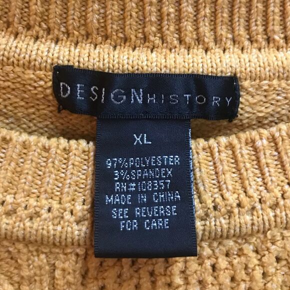 Design History Ruffle cable knit sweater mustard yellow gold size xl - Picture 5 of 9